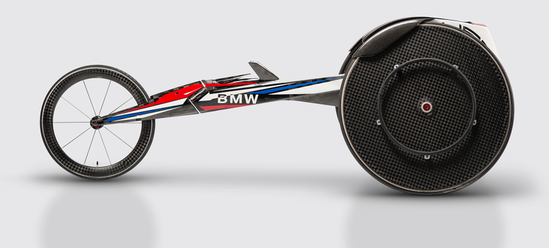 Illustration for article titled This Is BMW's Carbon Fiber Racing Wheelchair From Outer Space